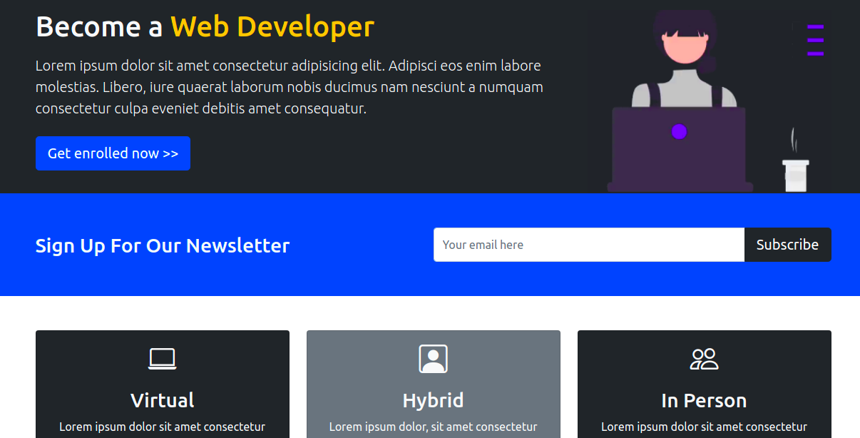 Web
                                    Development Bootcamp Website Screenshot